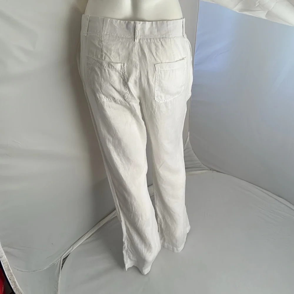Banana Republic white unlined lightweight linen wide leg palazzo pants